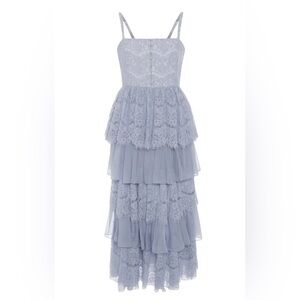 Blue Tiered Ruffled Midi Sundress